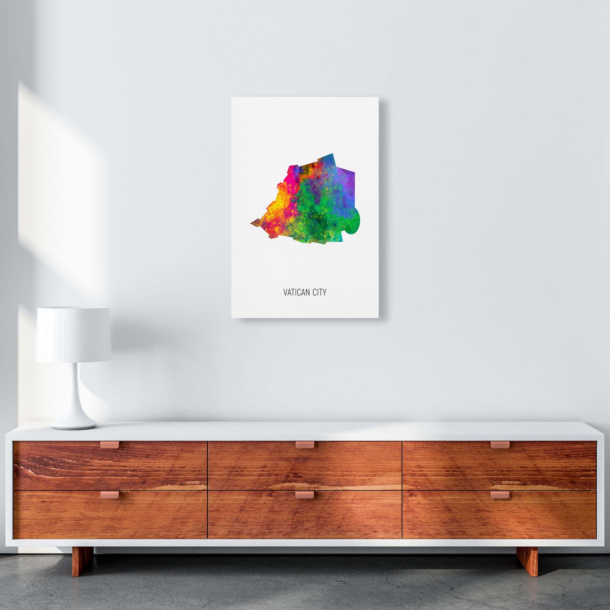 Vatican City Watercolour Map Art Print by Michael Tompsett A2 Canvas