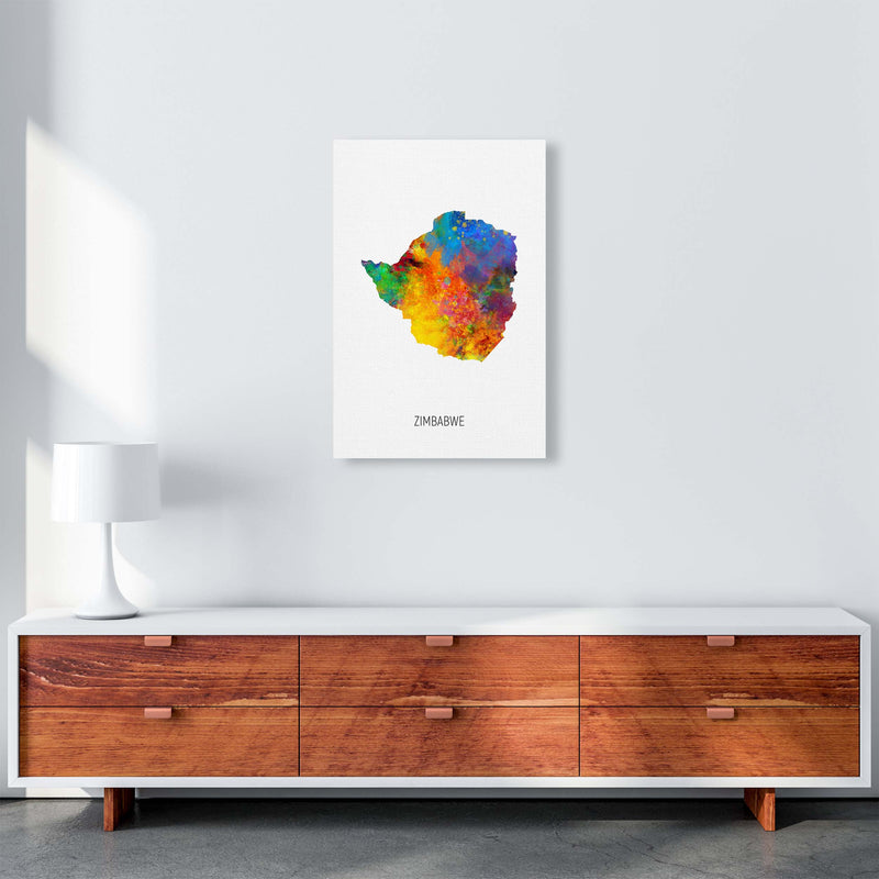 Zimbabwe Watercolour Map Art Print by Michael Tompsett A2 Canvas