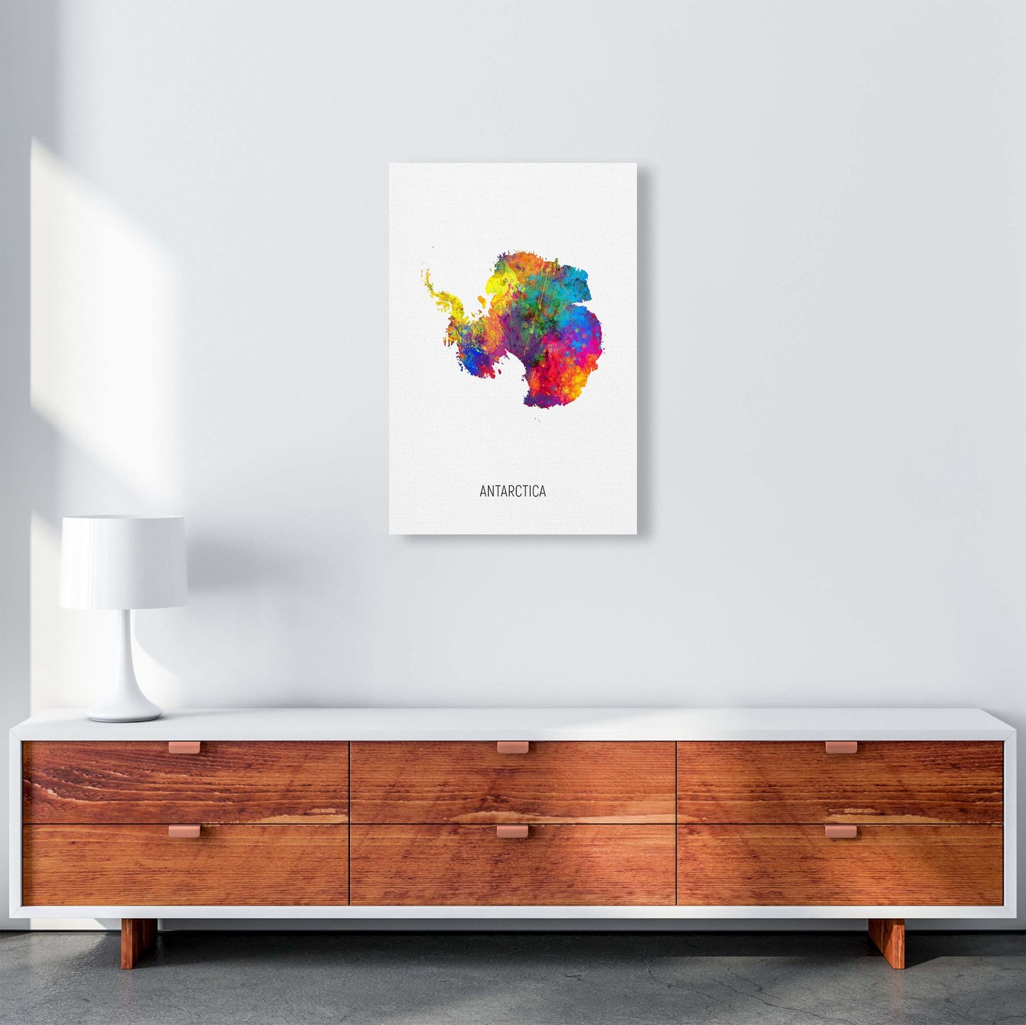 Antarctica Watercolour Map Art Print by Michael Tompsett A2 Canvas