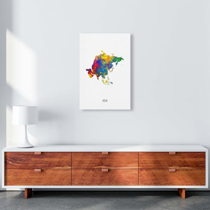Asia Watercolour Map Art Print by Michael Tompsett A2 Canvas