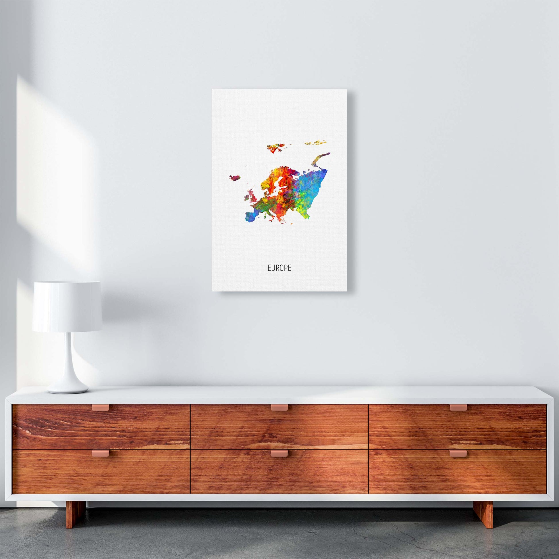Europe Watercolour Map Art Print by Michael Tompsett A2 Canvas