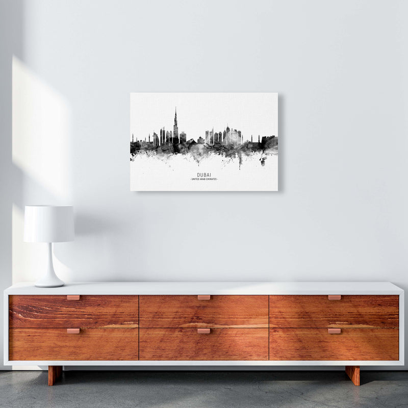 Dubai United Arab Emirates Skyline Black White City Name  by Michael Tompsett A2 Canvas