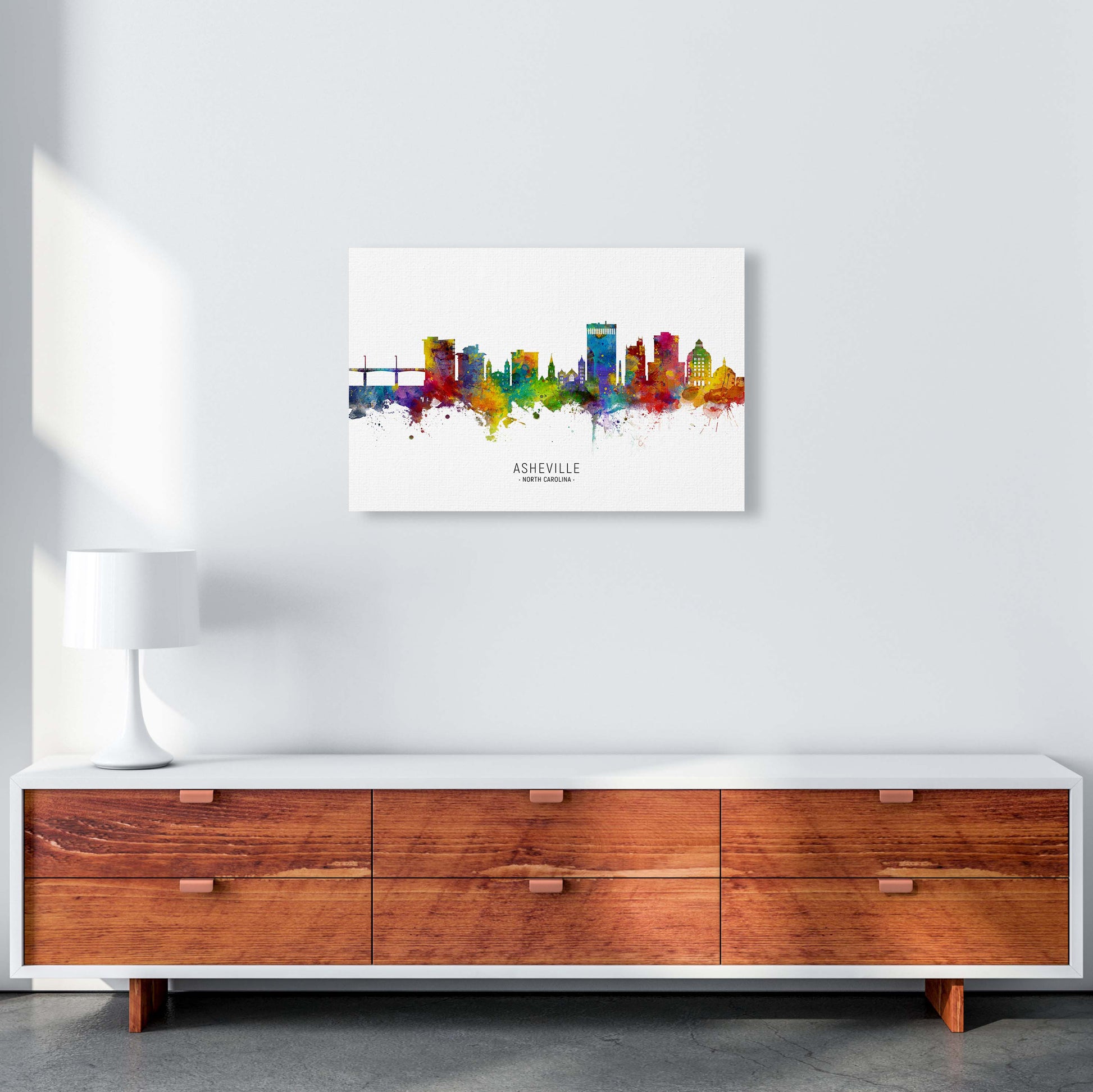 Asheville North Carolina Skyline Print by Michael Tompsett A2 Canvas