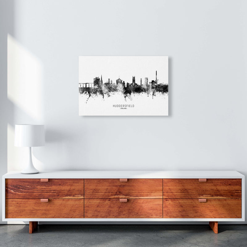 Huddersfield England Skyline Black White City Name  by Michael Tompsett A2 Canvas