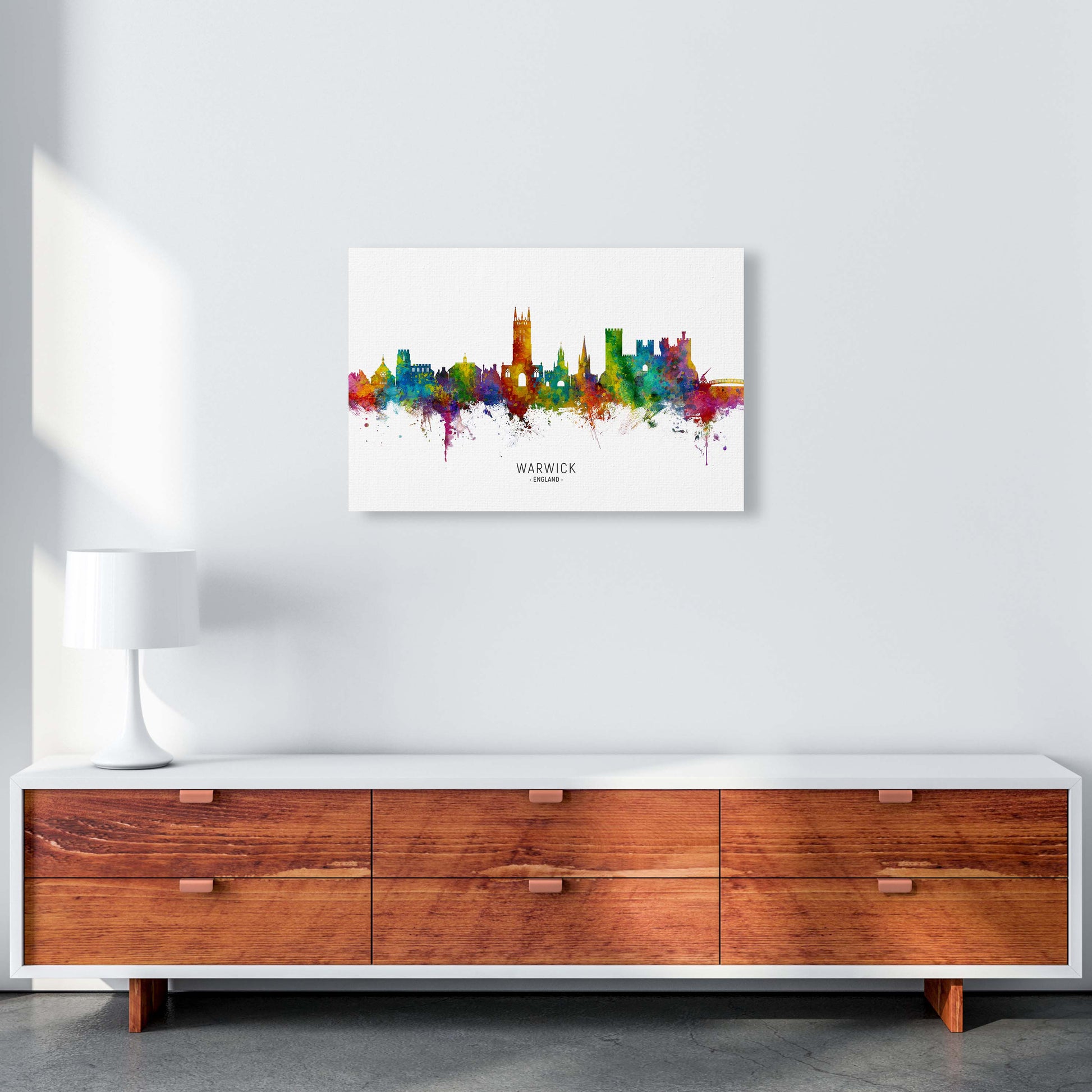 Warwick England Skyline Art Print by Michael Tompsett A2 Canvas