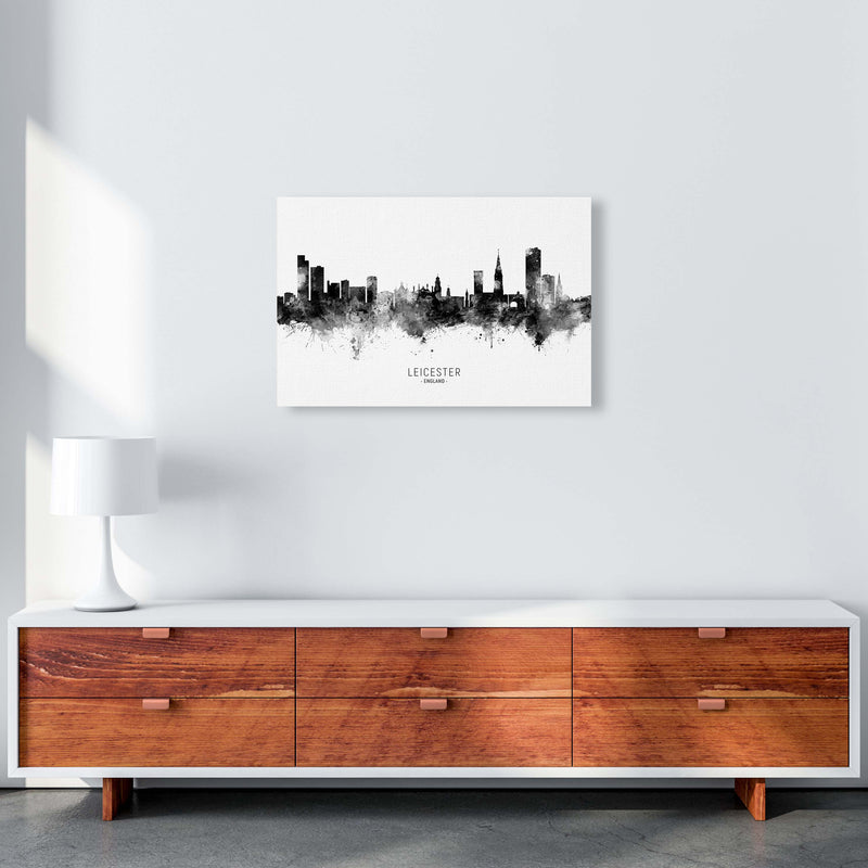 Leicester England Skyline Black White City Name  by Michael Tompsett A2 Canvas