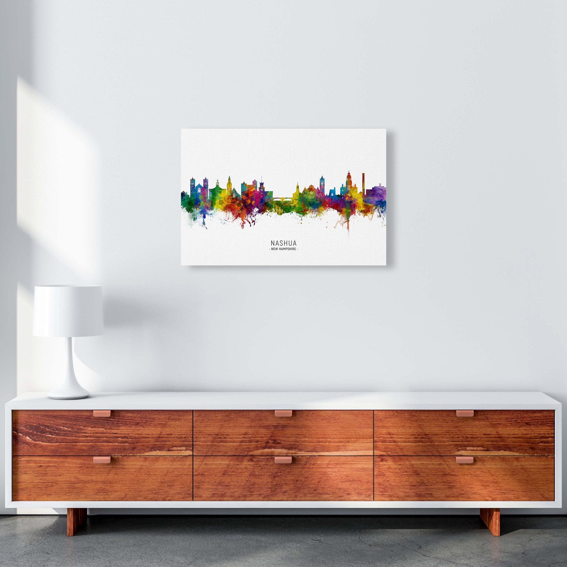 Nashua New Hampshire Skyline Art Print by Michael Tompsett A2 Canvas