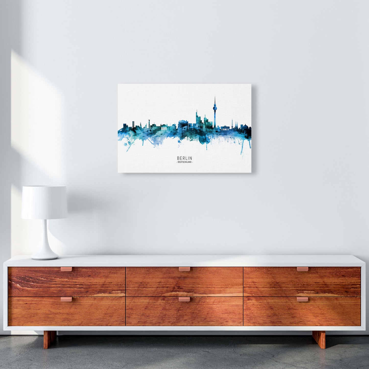 Berlin Deutschland Skyline Blue City Name  by Michael Tompsett A2 Canvas