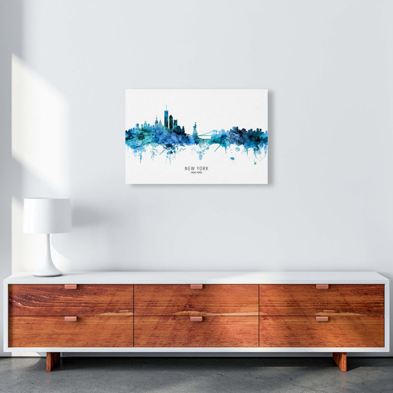 New York New York Skyline Blue City Name  by Michael Tompsett A2 Canvas