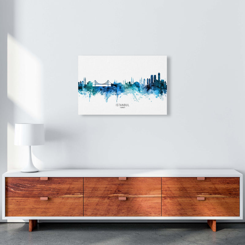 Istanbul Turkey Skyline Blue City Name  by Michael Tompsett A2 Canvas