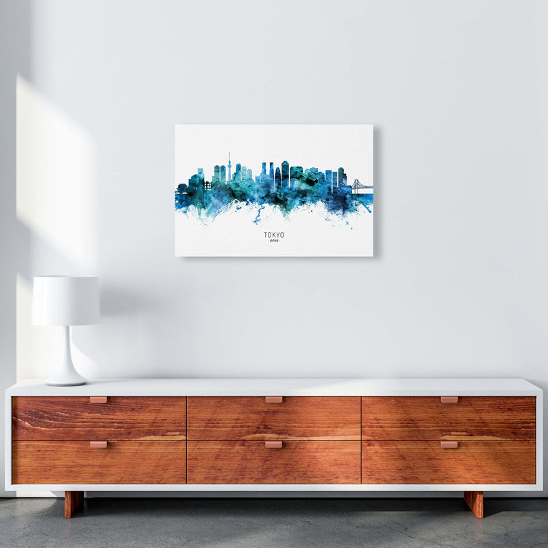 Tokyo Japan Skyline Blue City Name Print by Michael Tompsett A2 Canvas