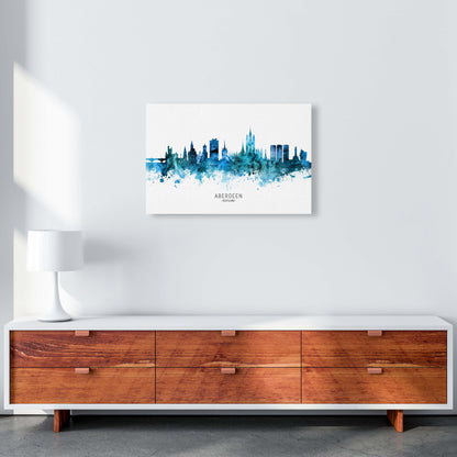 Aberdeen Scotland Skyline Blue City Name  by Michael Tompsett A2 Canvas