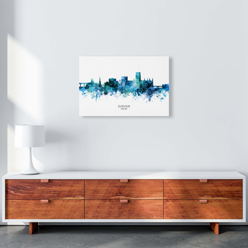 Durham England Skyline Blue City Name  by Michael Tompsett A2 Canvas