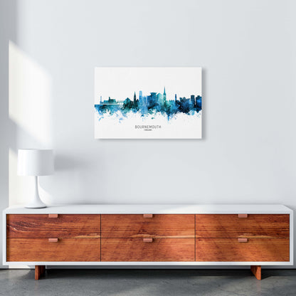 Bournemouth England Skyline Blue City Name  by Michael Tompsett A2 Canvas