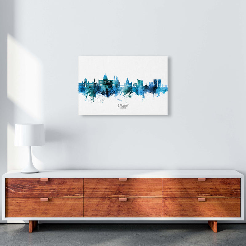 Galway Ireland Skyline Blue City Name  by Michael Tompsett A2 Canvas