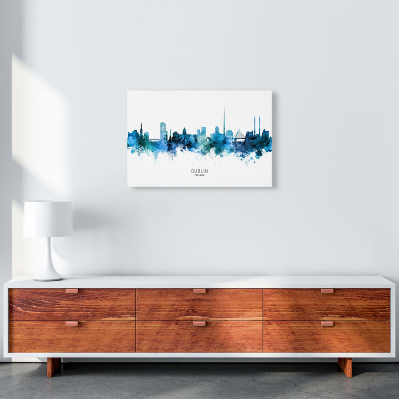 Dublin Ireland Skyline Blue City Name  by Michael Tompsett A2 Canvas