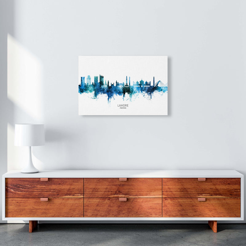 Lahore Pakistan Skyline Blue City Name  by Michael Tompsett A2 Canvas
