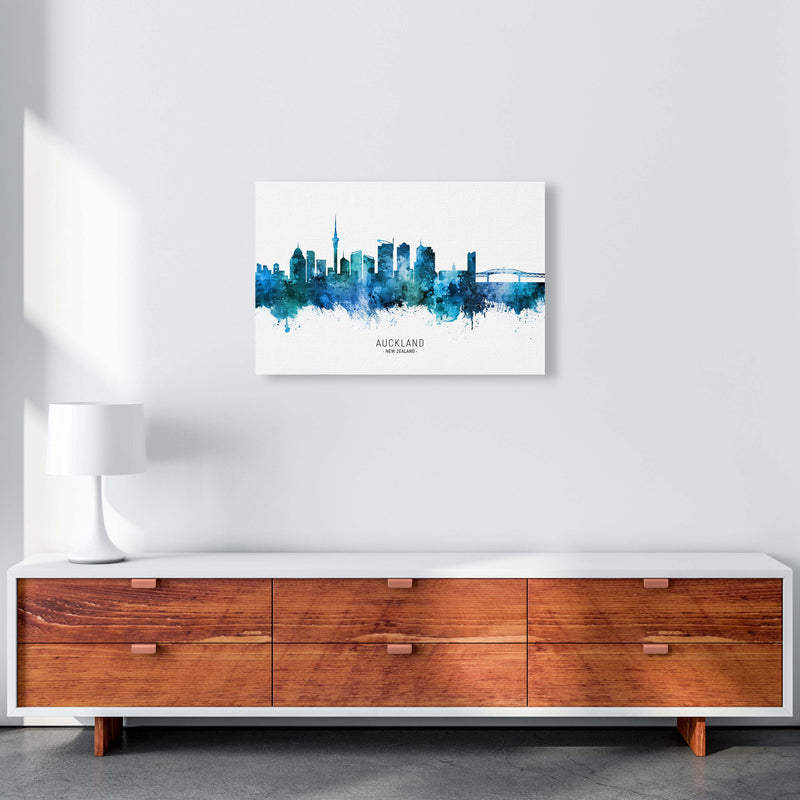 Auckland New Zealand Skyline Blue City Name  by Michael Tompsett A2 Canvas