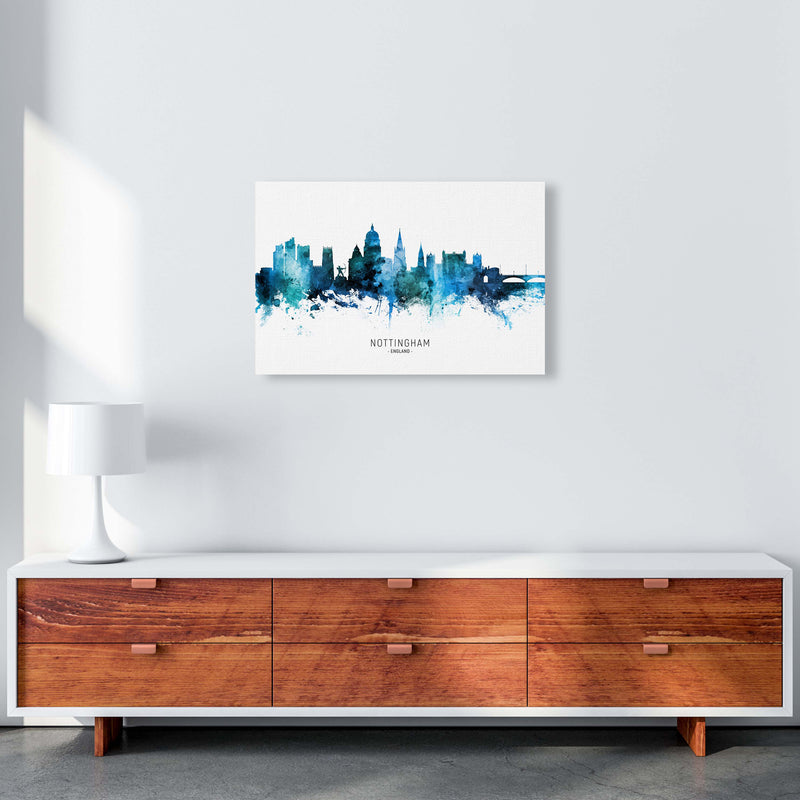 Nottingham England Skyline Blue City Name  by Michael Tompsett A2 Canvas