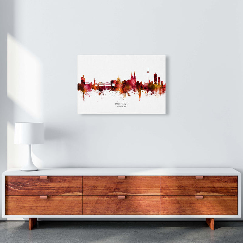 Cologne Deutschland Skyline Red City Name  by Michael Tompsett A2 Canvas
