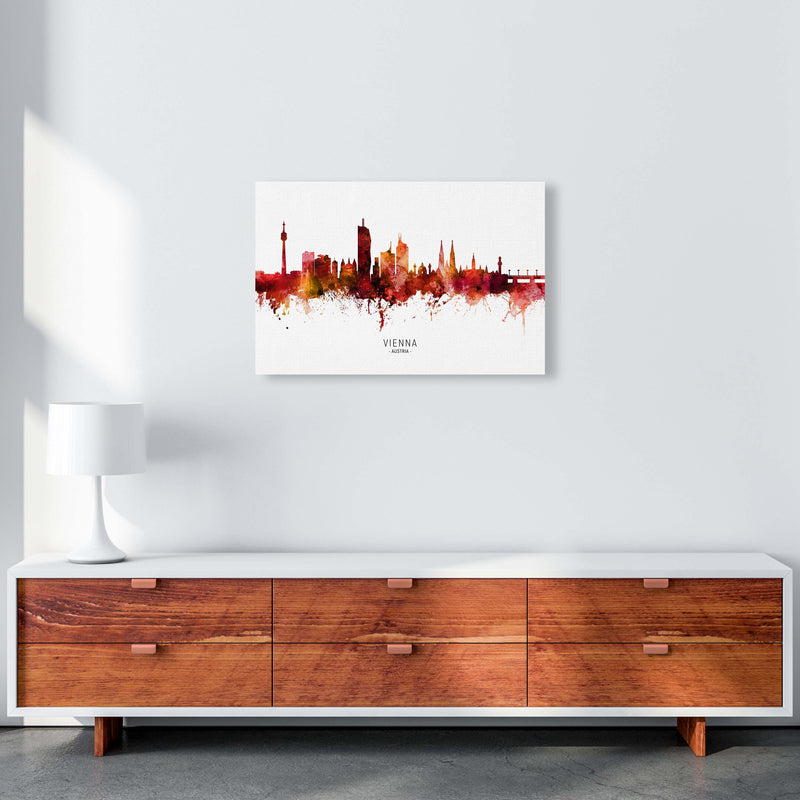 Vienna Austria Skyline Red City Name  by Michael Tompsett A2 Canvas