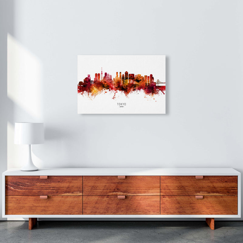 Tokyo Japan Skyline Red City Name Print by Michael Tompsett A2 Canvas