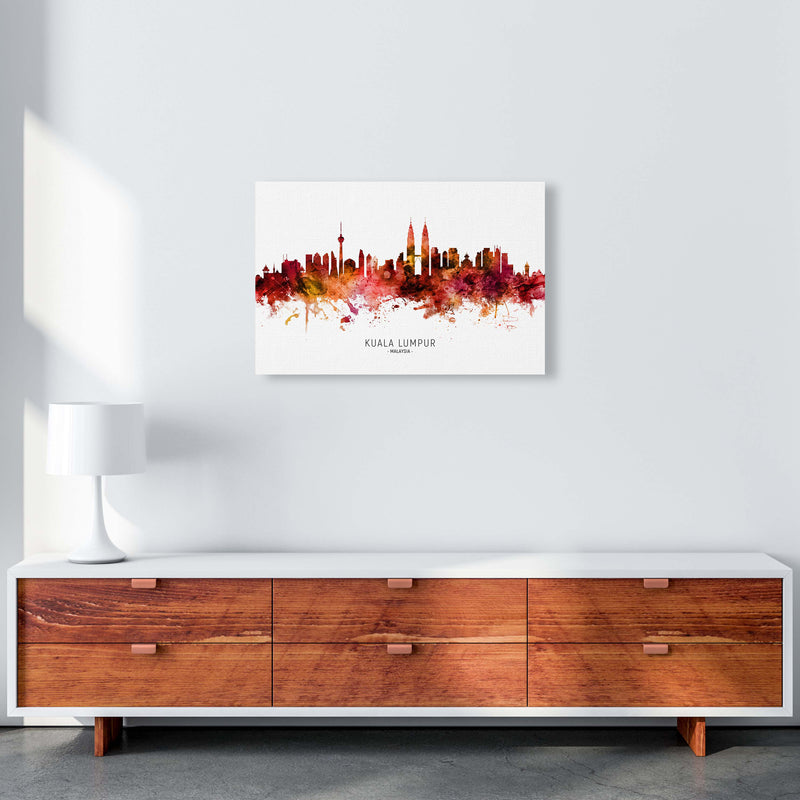 Kuala Lumpur Malaysia Skyline Red City Name  by Michael Tompsett A2 Canvas