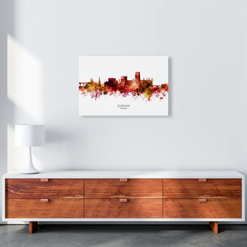 Durham England Skyline Red City Name  by Michael Tompsett A2 Canvas