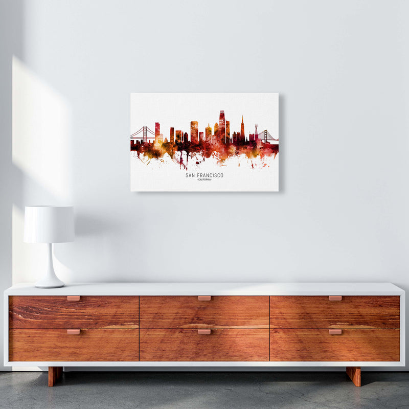 San Francisco California Skyline Red City Name  by Michael Tompsett A2 Canvas