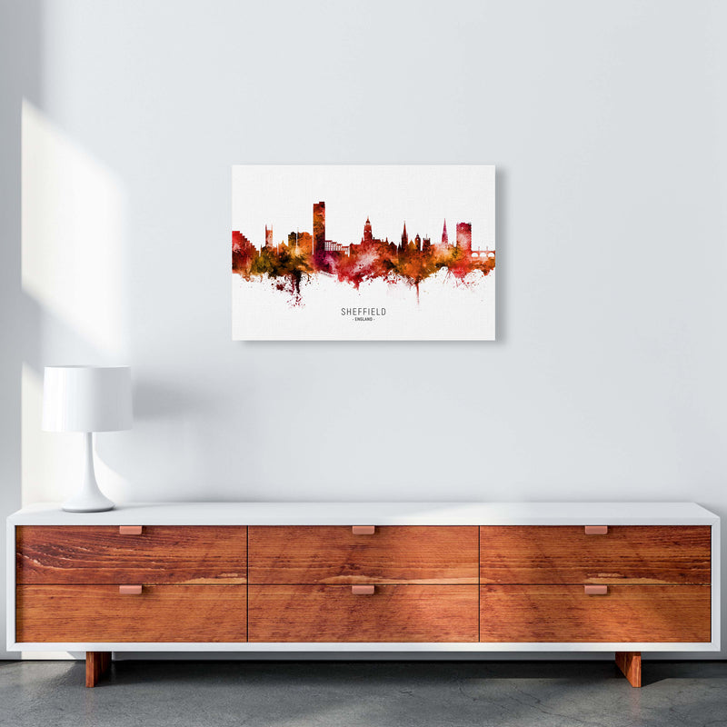 Sheffield England Skyline Red City Name  by Michael Tompsett A2 Canvas