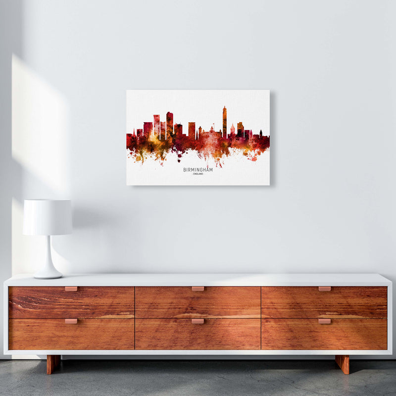 Birmingham England Skyline Red City Name  by Michael Tompsett A2 Canvas