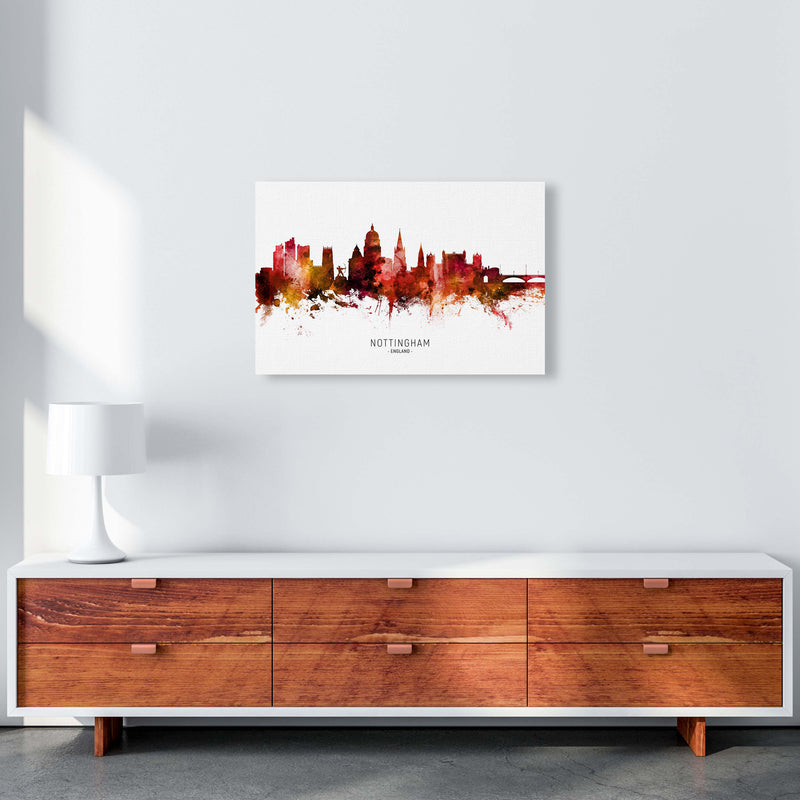 Nottingham England Skyline Red City Name  by Michael Tompsett A2 Canvas