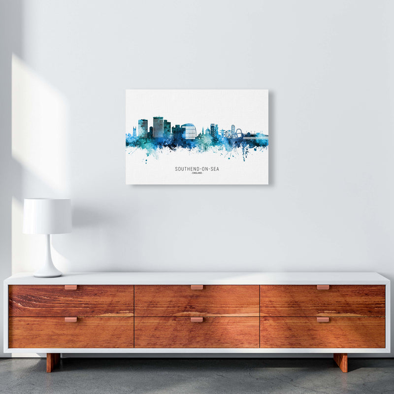 Southend-On-Sea England Skyline Blue City Name  by Michael Tompsett A2 Canvas