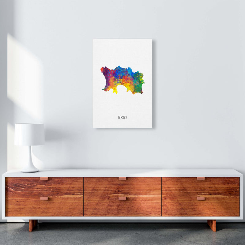 Jersey Watercolour Map Art Print by Michael Tompsett A2 Canvas