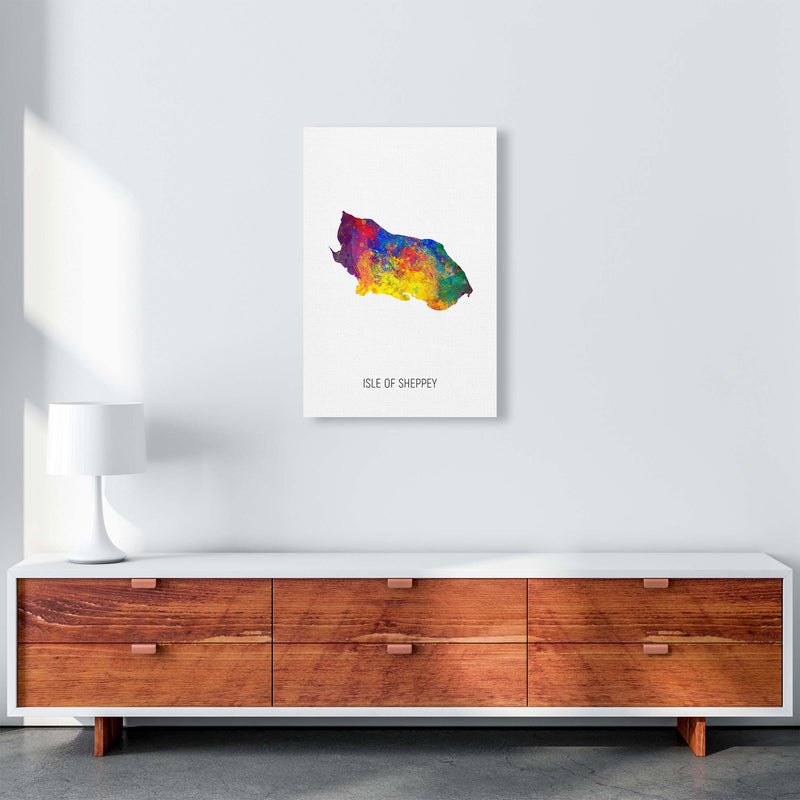 Isle Of Sheppey Watercolour Map Art Print by Michael Tompsett A2 Canvas