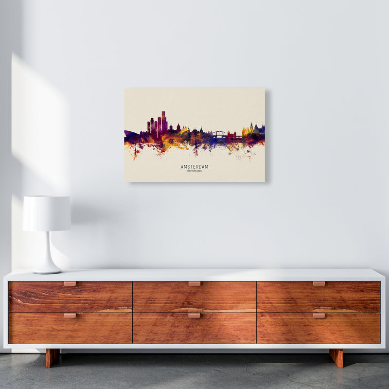 Amsterdam Netherlands Skyline Autumn City Name Art Print by Michael Tompsett A2 Canvas