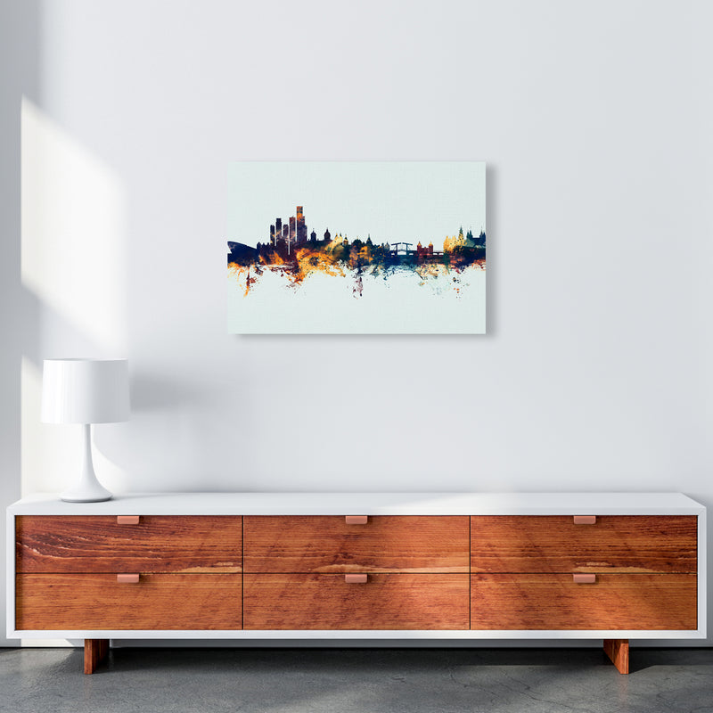Amsterdam Netherlands Skyline Blue Orange Art Print by Michael Tompsett A2 Canvas