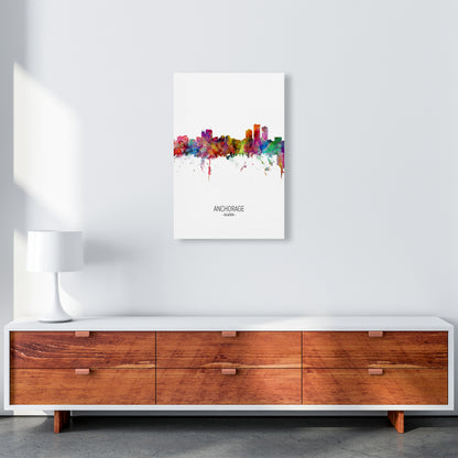 Anchorage Alaska Skyline Portrait Art Print by Michael Tompsett A2 Canvas
