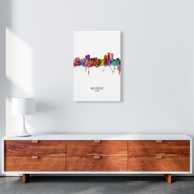 Anchorage Alaska Skyline Portrait Art Print by Michael Tompsett A2 Canvas