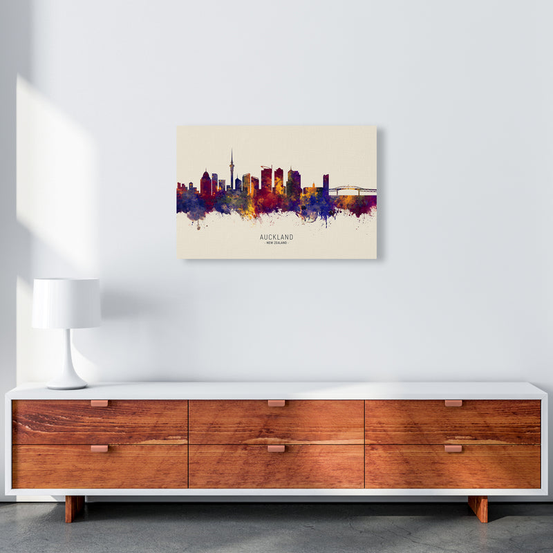 Auckland New Zealand Skyline Autumn City Name Art Print by Michael Tompsett A2 Canvas