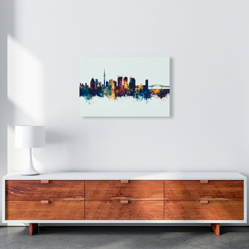 Auckland New Zealand Skyline Blue Orange Art Print by Michael Tompsett A2 Canvas