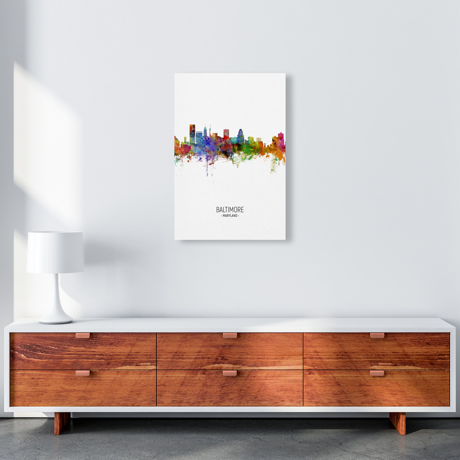 Baltimore Maryland Skyline Portrait Art Print by Michael Tompsett A2 Canvas