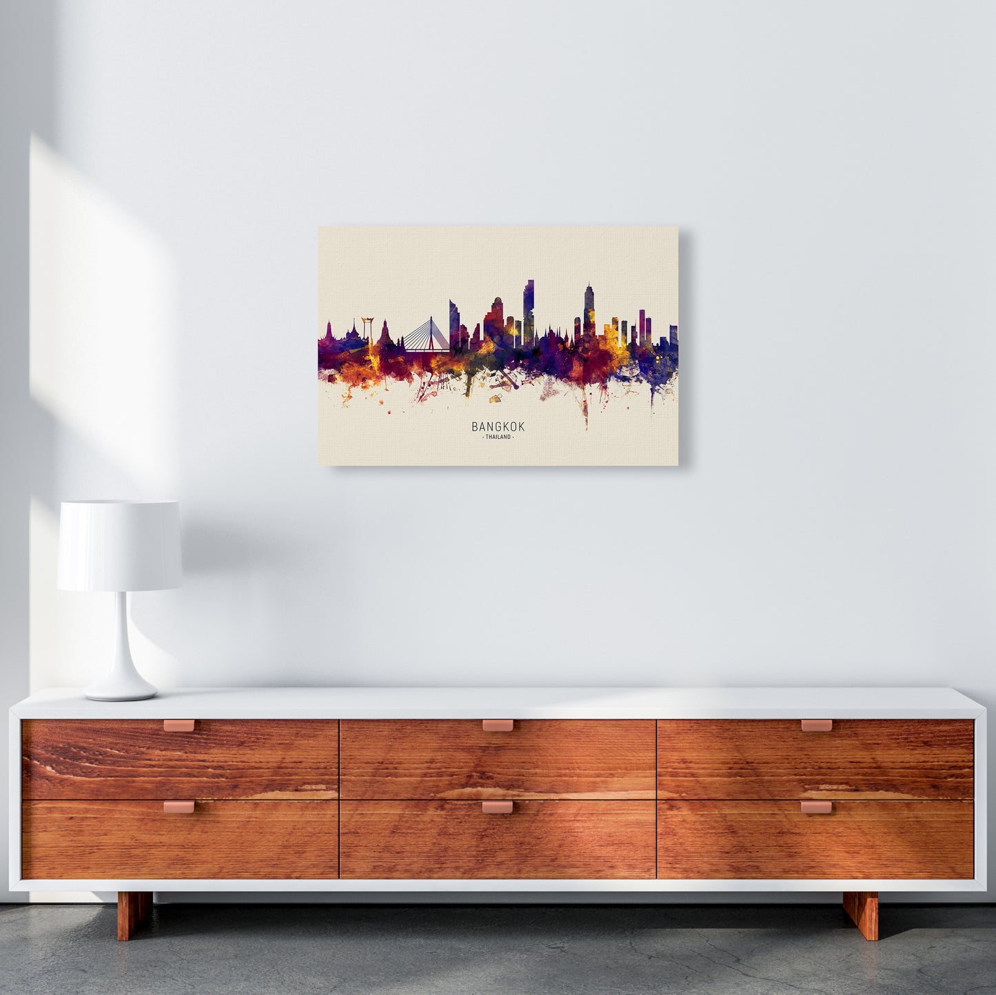 Bangkok Thailand Skyline Autumn City Name Art Print by Michael Tompsett A2 Canvas