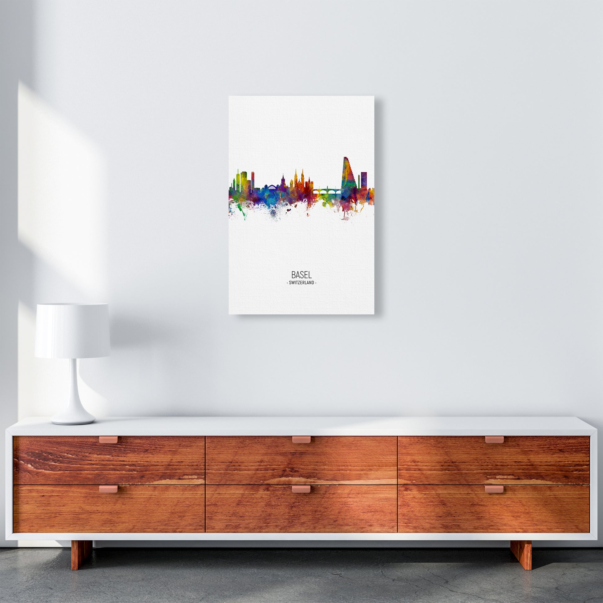 Basel Switzerland Skyline Portrait Art Print by Michael Tompsett A2 Canvas