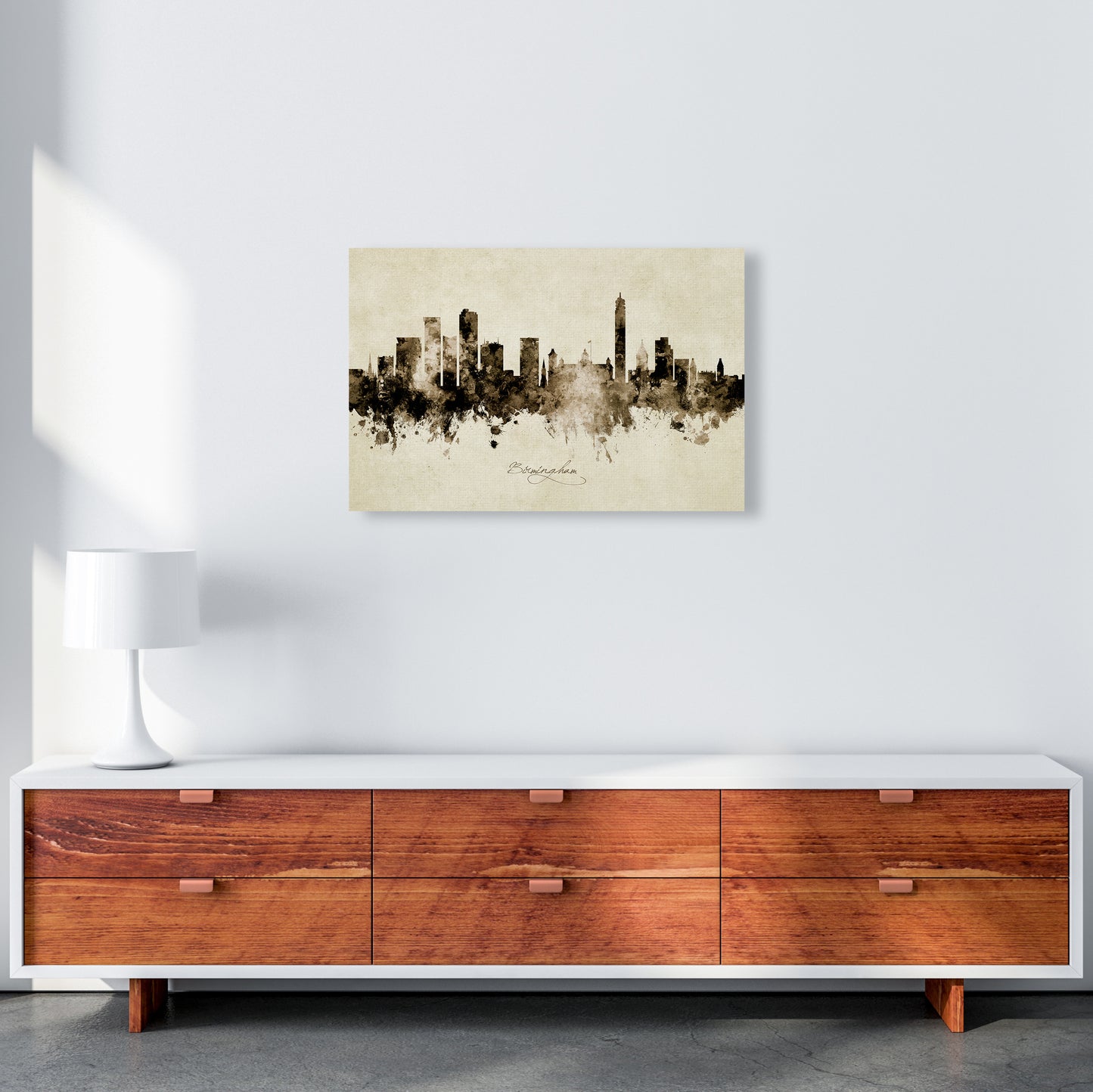 Birmingham England Skyline Vintage Art Print by Michael Tompsett A2 Canvas