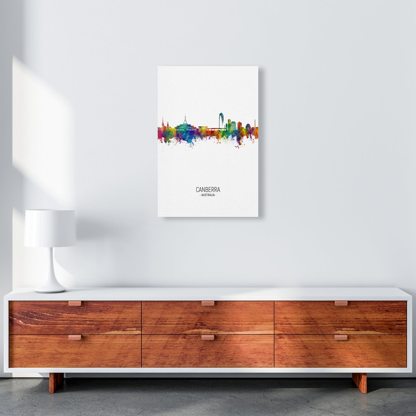 Canberra Australia Skyline Portrait Art Print by Michael Tompsett A2 Canvas
