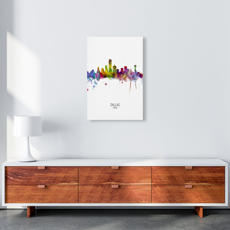 Dallas Texas Skyline Portrait Art Print by Michael Tompsett A2 Canvas