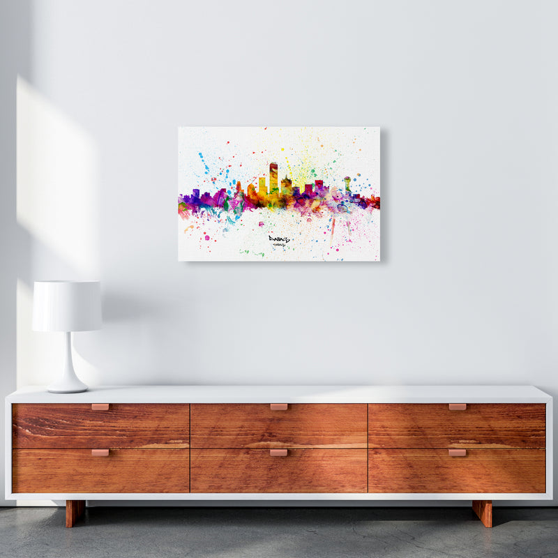 Dallas Texas Skyline Splash Art Print by Michael Tompsett A2 Canvas