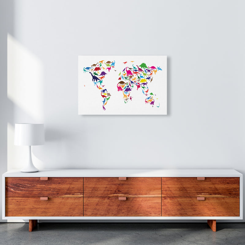 Dinosaur Map Colours Art Print by Michael Tompsett A2 Canvas