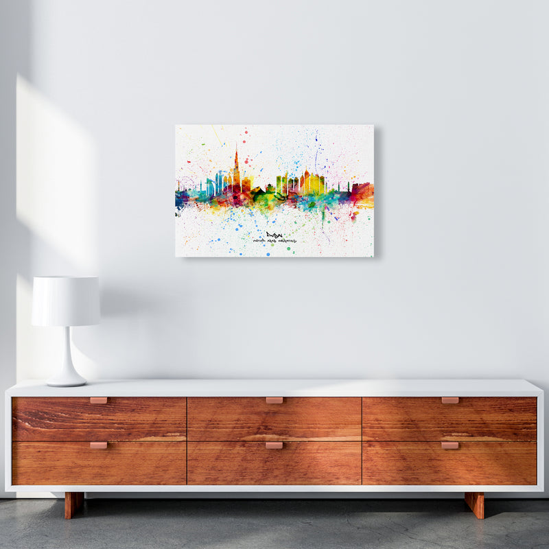 Dubai United Arab Emirates Skyline Splash Art Print by Michael Tompsett A2 Canvas